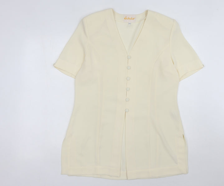 Echelon Women's Ivory Blouse - Size 12, Button-Up Classic
