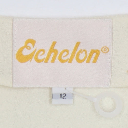 Echelon Women's Ivory Blouse - Size 12, Button-Up Classic