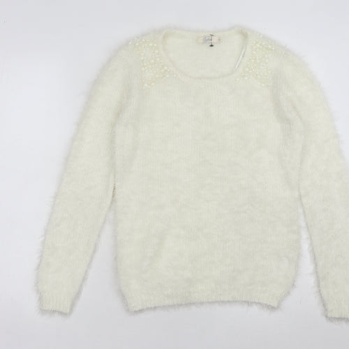 Onfire Women Ivory Beaded Pullover Jumper Size 12