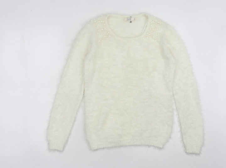 Onfire Women Ivory Beaded Pullover Jumper Size 12
