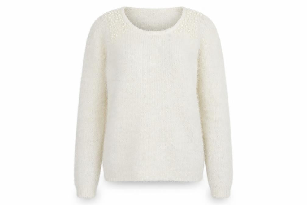 Front view of Onfire Women Ivory Beaded jumper, size 12