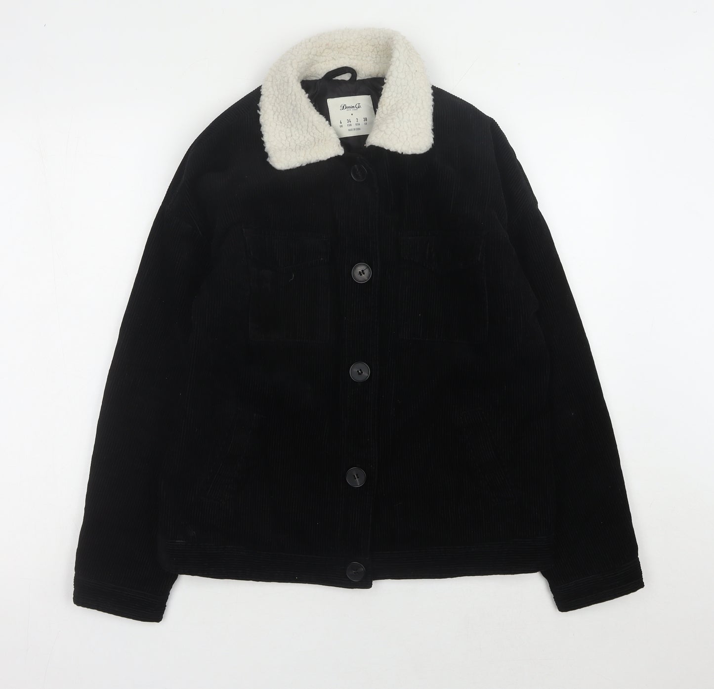 Denim Co. Women's Black Corduroy Jacket Size 6