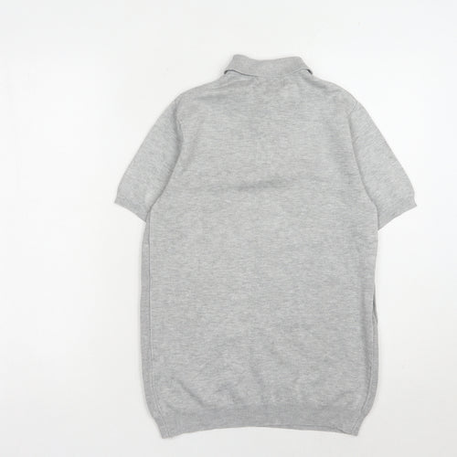 River Island Men's Grey Short Sleeve Polo XS