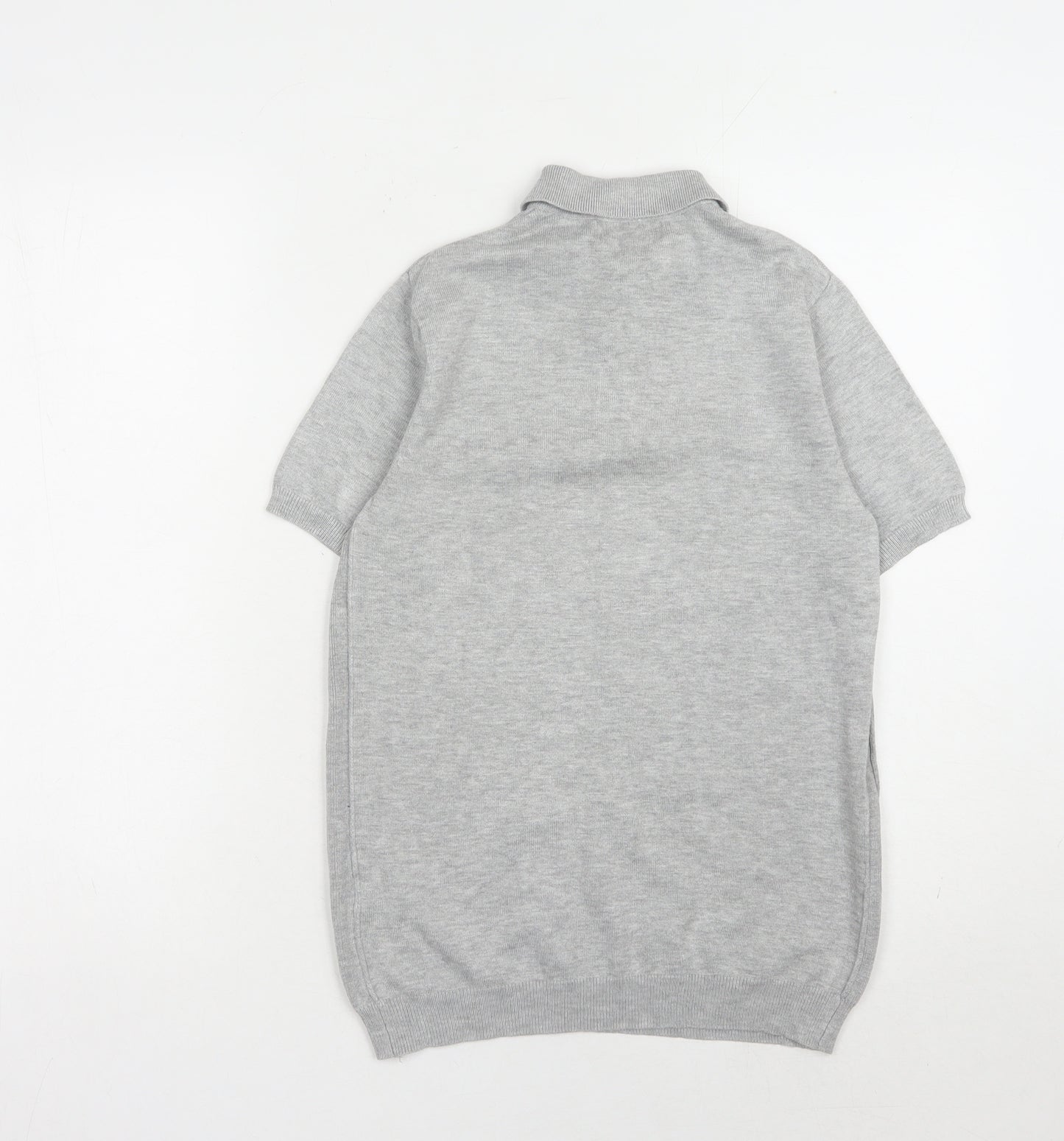 River Island Men's Grey Short Sleeve Polo XS