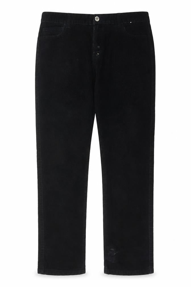 Front view of Denim Co. Men's Black Corduroy Trousers, size 36