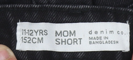 Denim Co Girls Black Mom Shorts - Size 11-12 Years