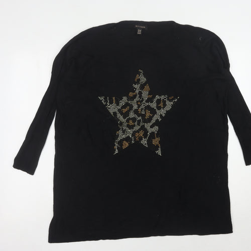 QED London Women's Black Sequin Pullover Jumper, S