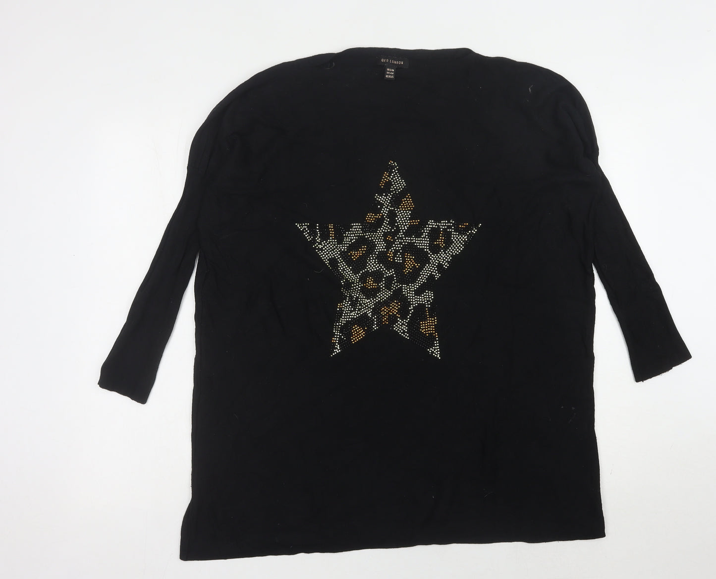 QED London Women's Black Sequin Pullover Jumper, S