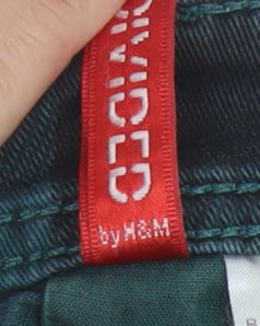 H&M Women's Green Check Denim Skirt Size 10