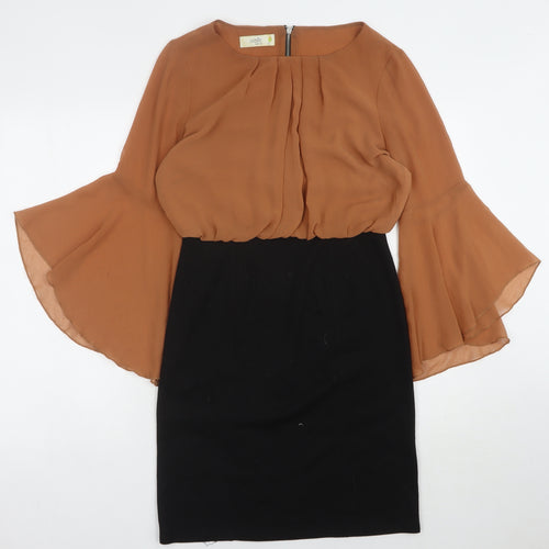 Wallis Petite Sheath Dress, Size 10, Brown/Black