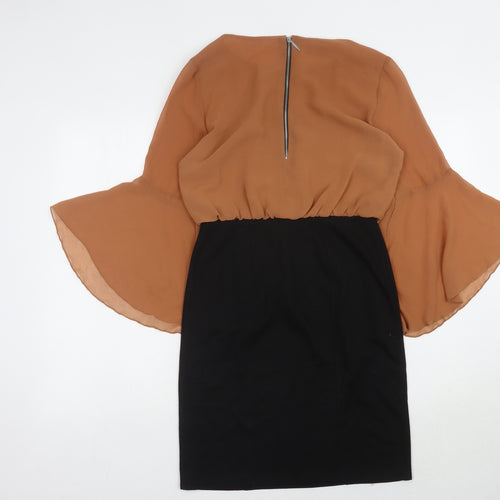 Wallis Petite Sheath Dress, Size 10, Brown/Black