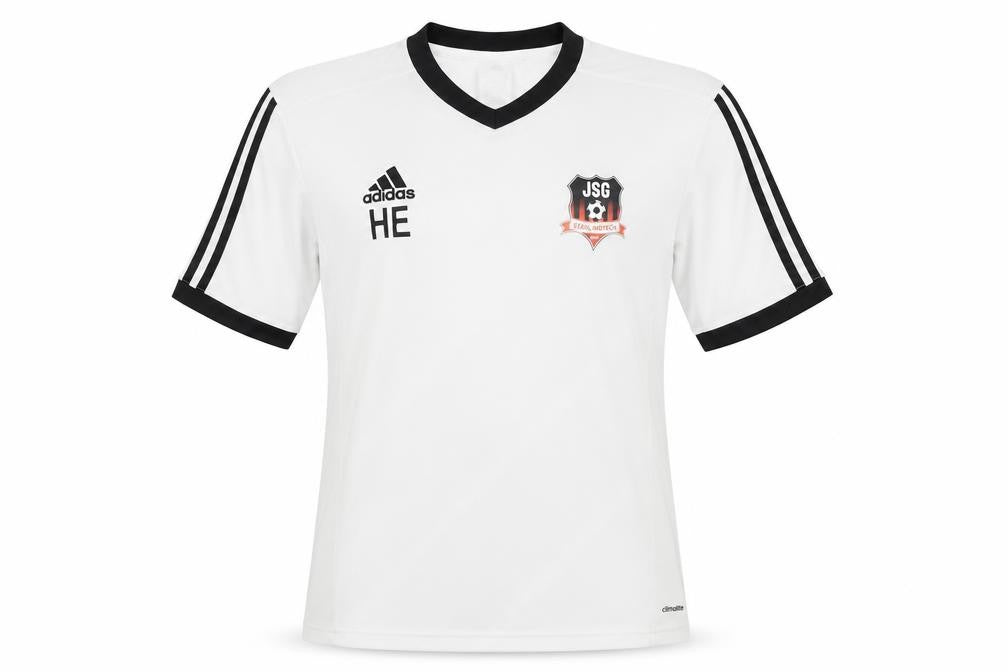Front view of Adidas Men's White M Jersey Shirt V-Neck
