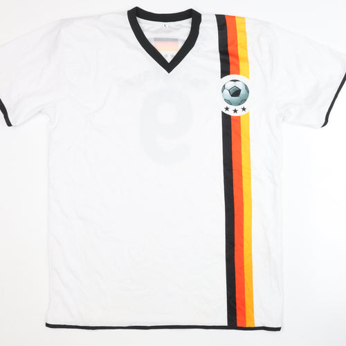 German Flag Football Jersey Men's XL White Polyester T-Shirt