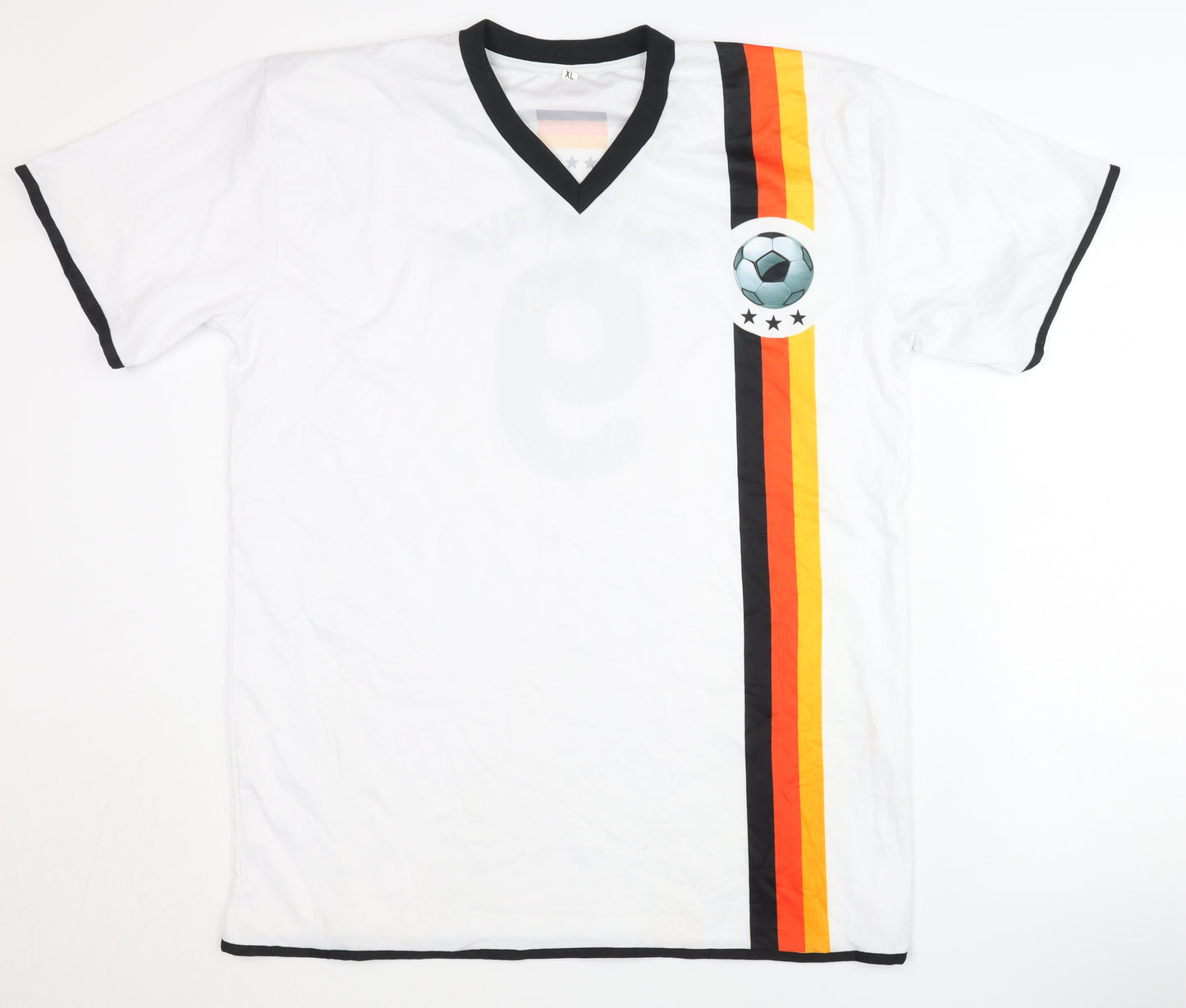 German Flag Football Jersey Men's XL White Polyester T-Shirt