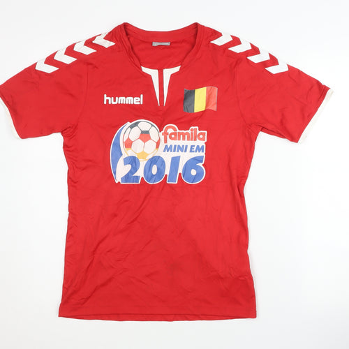 Hummel Boys Red Football Jersey, Size 16, Short Sleeve