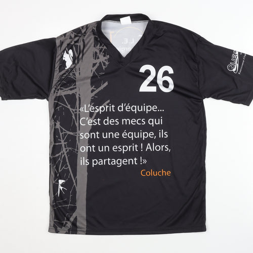 Men's Black Graphic Print Jersey, Size S, Polyester
