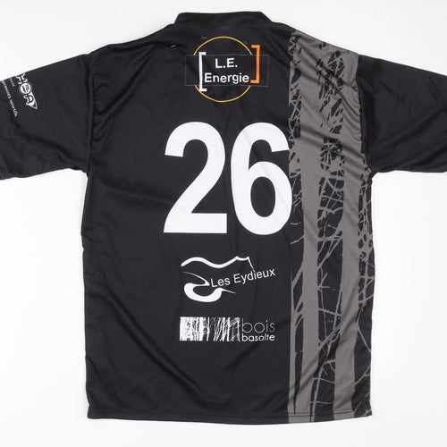 Men's Black Graphic Print Jersey, Size S, Polyester