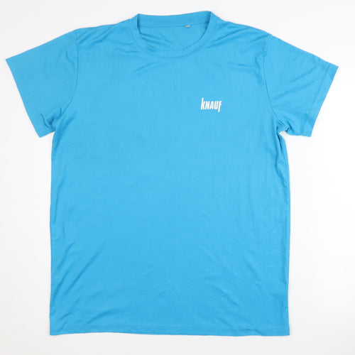 Knauf Blue Men's L T-Shirt Crew Neck Logo Graphic