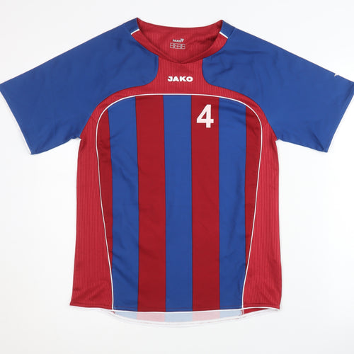 JAKO Men's Football Jersey XS Red Blue Stripe Sport
