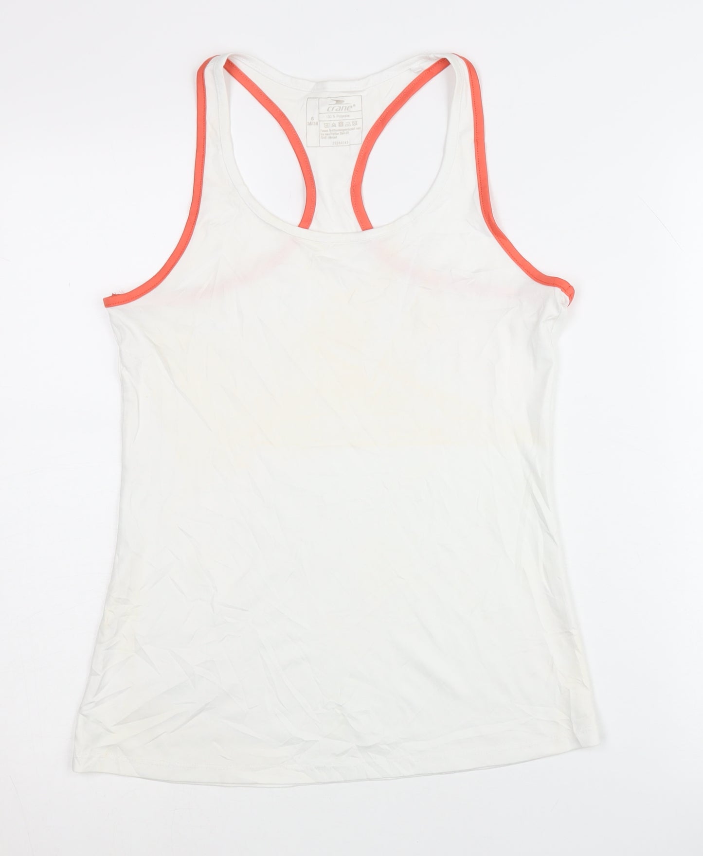 Crane Women's White Tank Top - S, Polyester Activewear