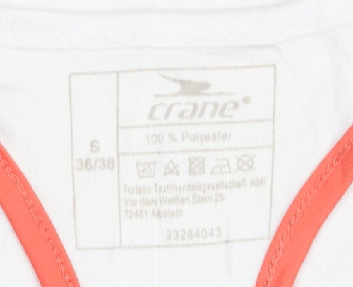 Crane Women's White Tank Top - S, Polyester Activewear