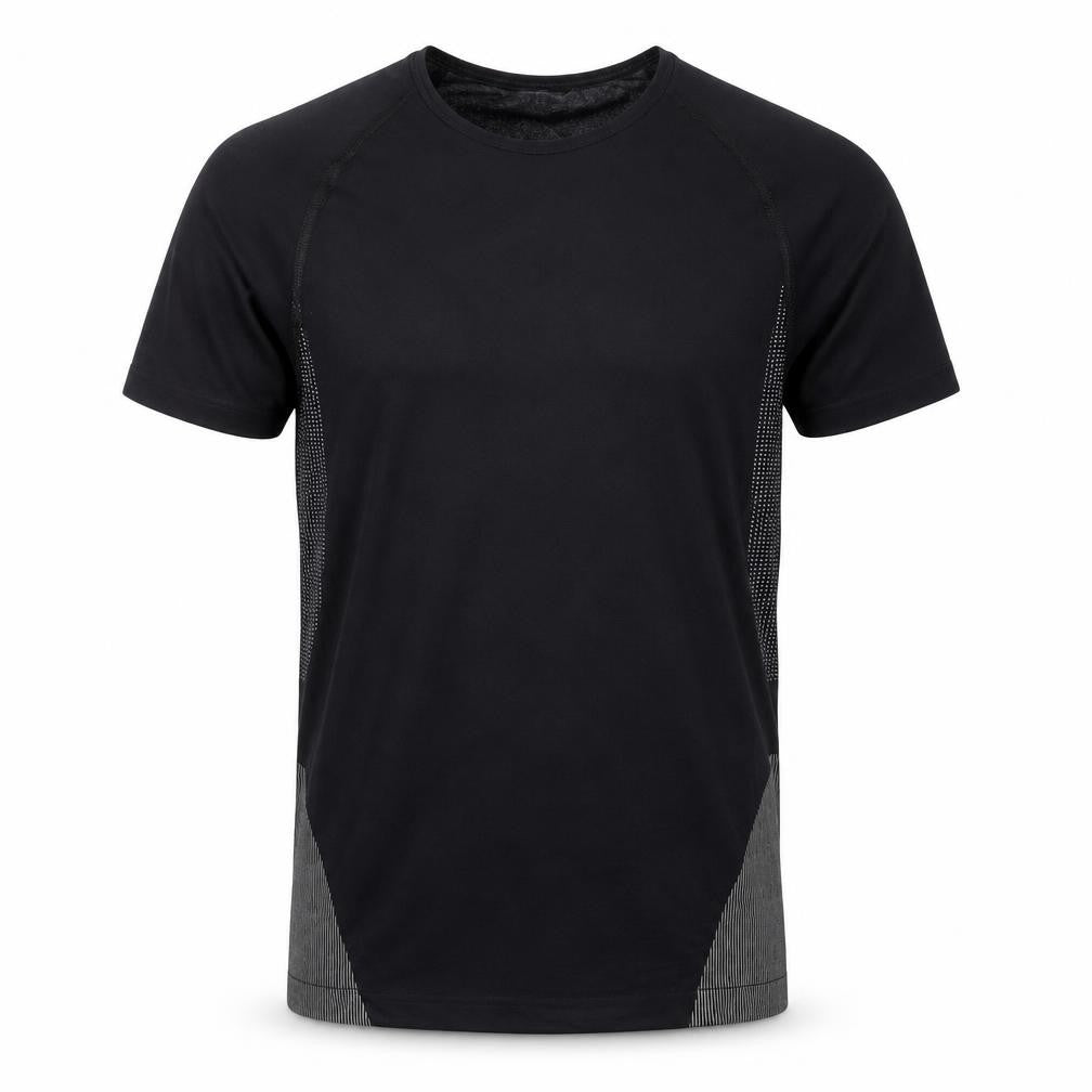 Front view of Men's Black Crew Neck Short Sleeve Top S