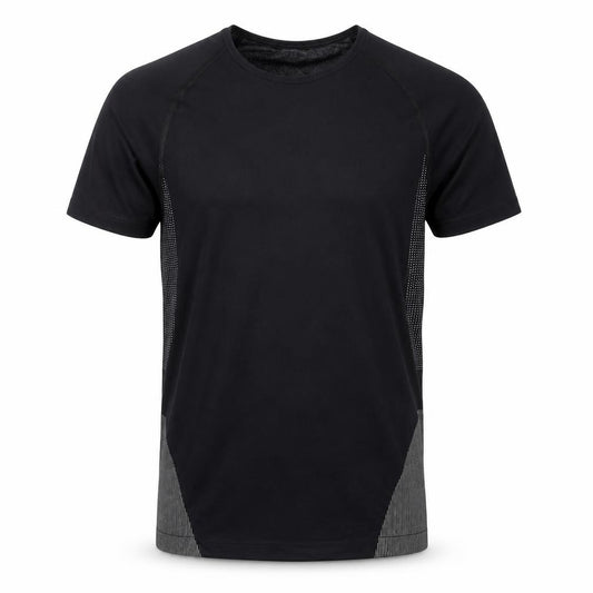 Front view of Men's Black Crew Neck Short Sleeve Top S