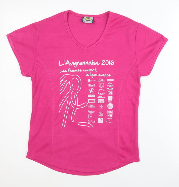 Club Nautico Women's Pink T-Shirt M V-Neck