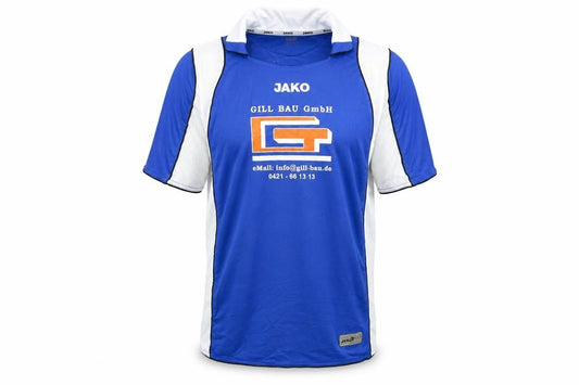 Front view of JAKO Men's Blue Football Jersey T-Shirt Medium