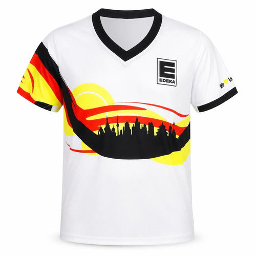 Edeka Boys' White Football Jersey T-Shirt, Medium, Graphic Print