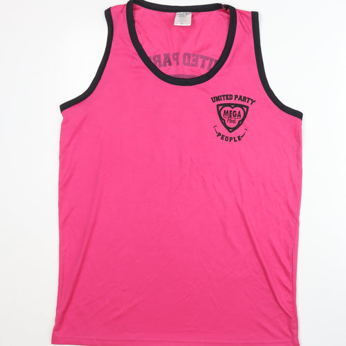 United Party People Men's Pink XL Polyester Tank