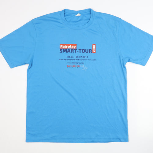AWDis XL Blue T-Shirt for Men: Graphic Sports Top