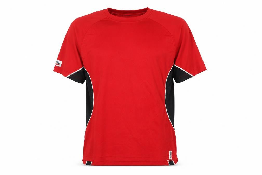 Front view of Krombacher Men’s Red T-Shirt, size L, Polyester