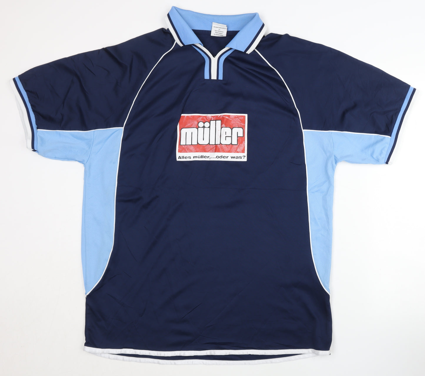 Müller Men's XL Blue Football Jersey Short Sleeve