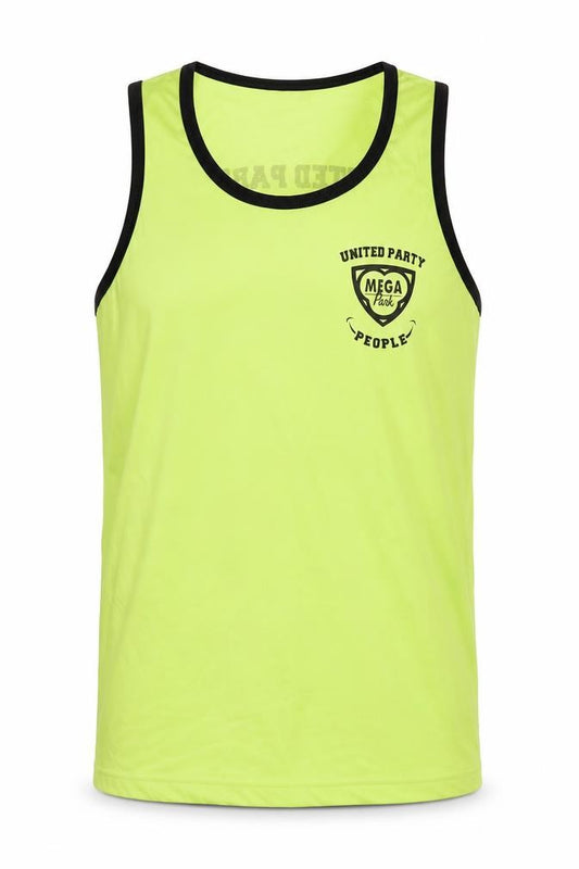 Front view of Mega Park Men Green XL Tank Top Graphic Print