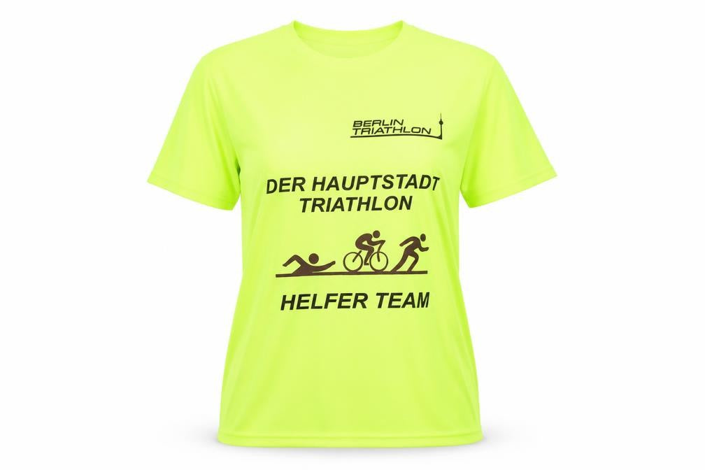 Front view of Roly unisex yellow xl triathlon t-shirt