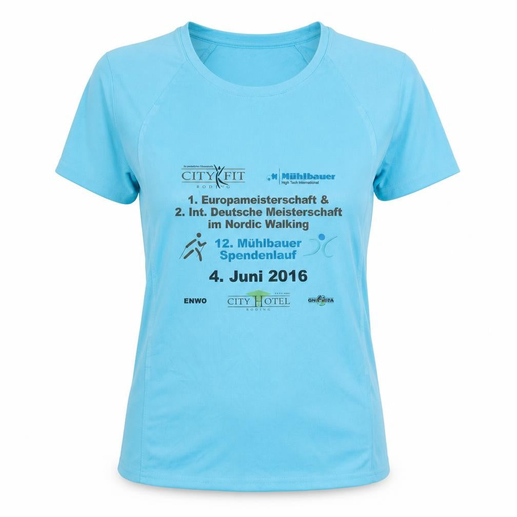 Front view of JHK Women's Blue XL Active T-Shirt