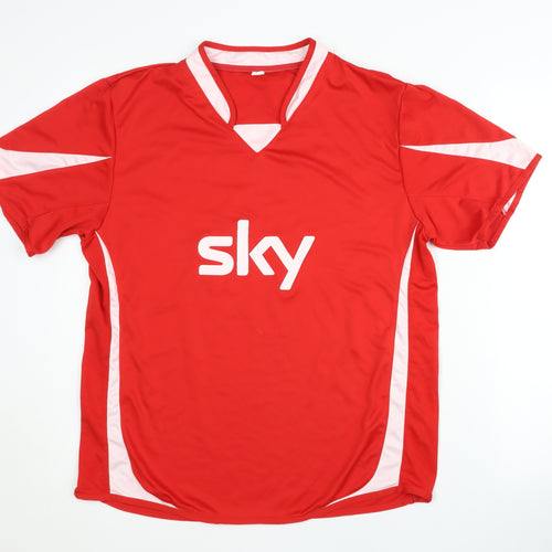 Men's Red Soccer Jersey T-Shirt, Size M, Polyester