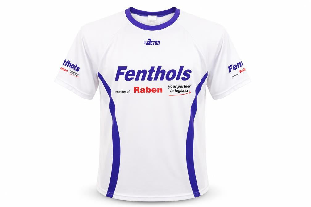 Front view of Acton Men's White L Jersey T-Shirt Fenthols