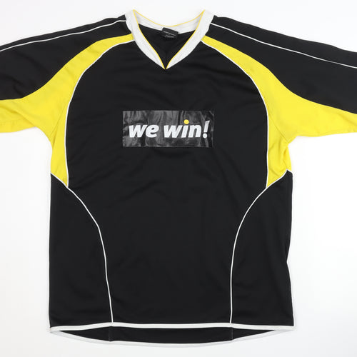 bwin Men's Black Football Jersey L