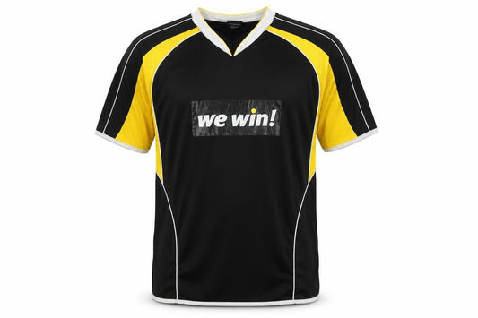 Front view of bwin Men's Black Football Jersey L
