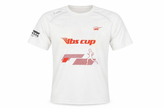 Front view of JAKO Men's White Graphic Running T-Shirt, size M