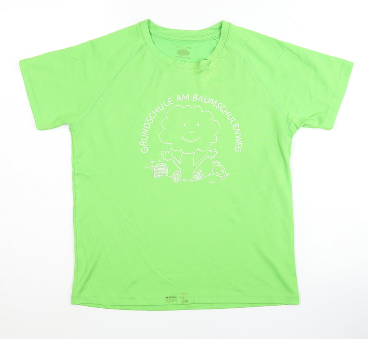 Fruit of the Loom Girls Green Short Sleeve Basic T-Shirt