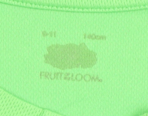 Fruit of the Loom Girls Green Short Sleeve Basic T-Shirt