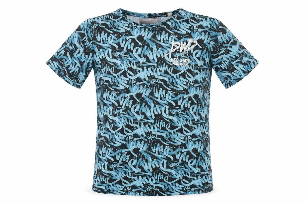 Front view of C&A boys’ blue graphic print t-shirt, size 18