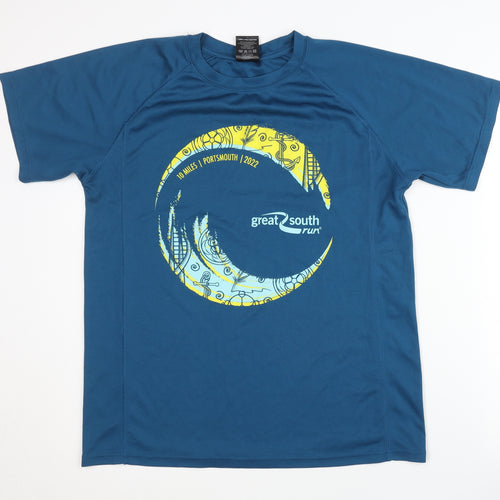 Great South Run Men's Blue Medium Graphic Running T-Shirt