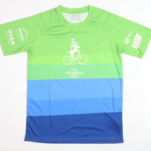 Pole Position Unisex Cycling T-Shirt, S, Green/Blue