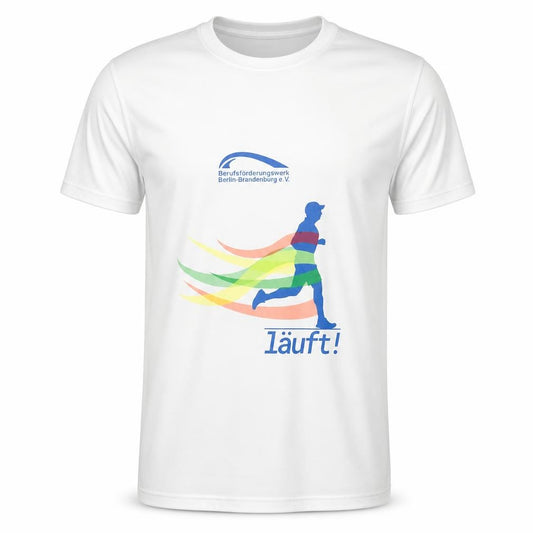 Front view of Berufsförderungswerk Men's White Graphic T-Shirt M - Sports Activewear