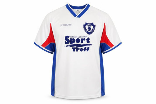 Front view of Prostar Men's White Jersey XL with Logo Accents