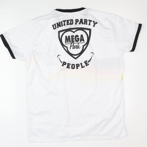 Mega Park Men's White Graphic T-Shirt L